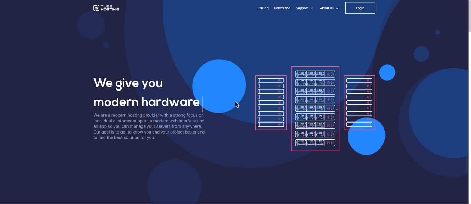 Screenshot of the Tube-Hosting website